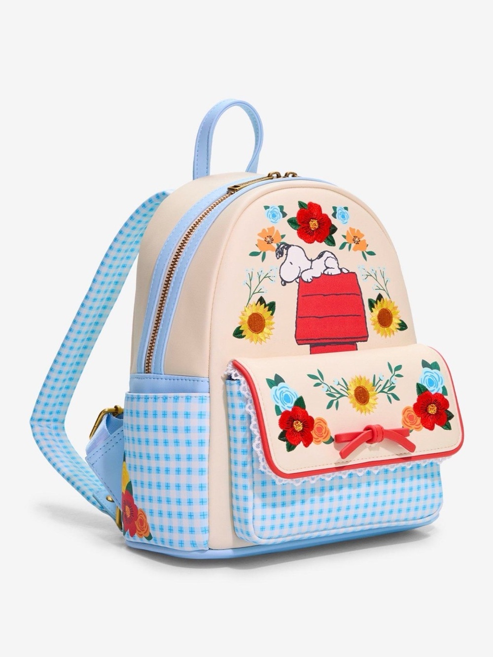 Loungefly Peanuts Mini Backpack with Snoopy & Floral Embroidery - Picture 2 of 4
